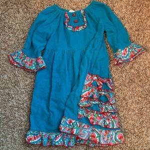 Frilly Teal Fine Whale Ruffle Dress